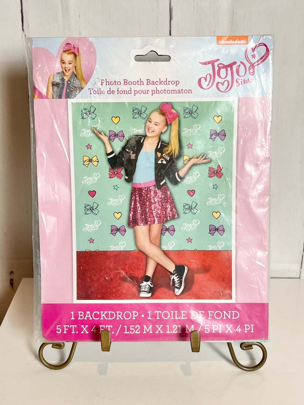 JoJo Siwa Photo Booth Backdrop NIB Mint Green Heart Bow Girls Birthday Party 5x4